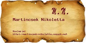 Martincsek Nikoletta névjegykártya