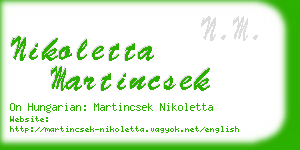 nikoletta martincsek business card